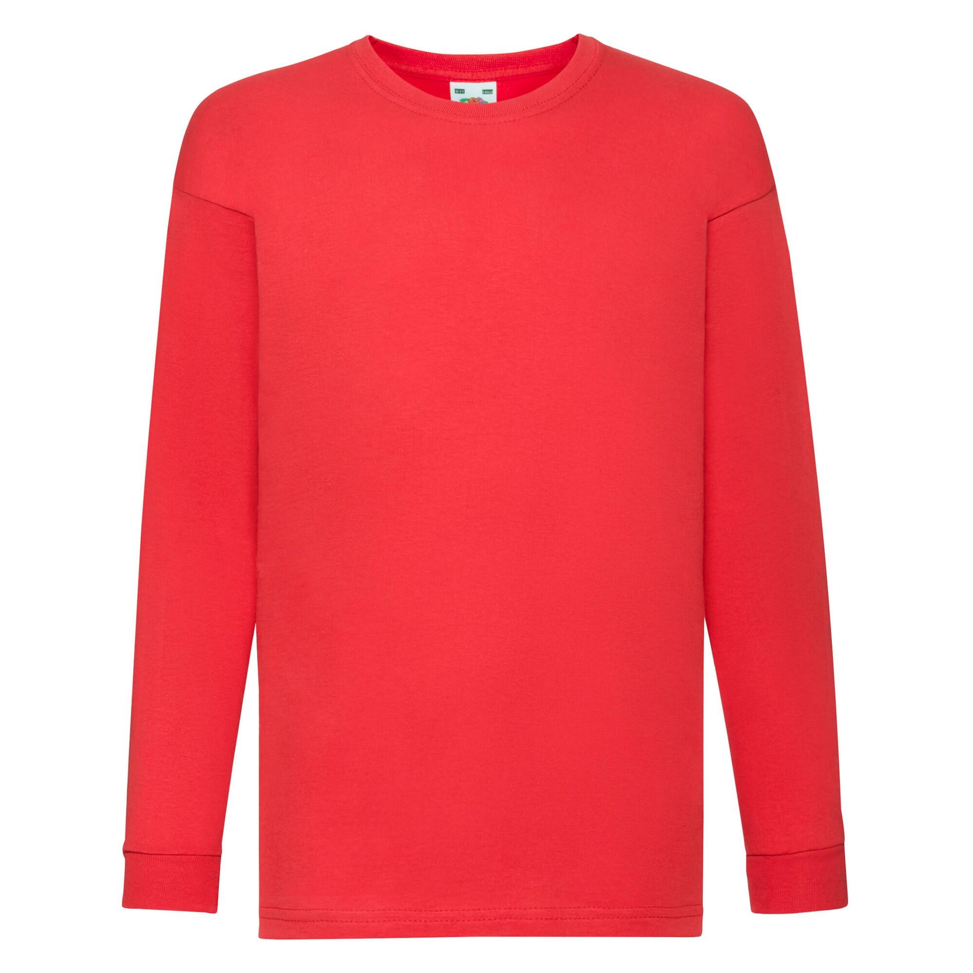 Childrens/Kids Valueweight LongSleeved TShirt (Red) 1/2