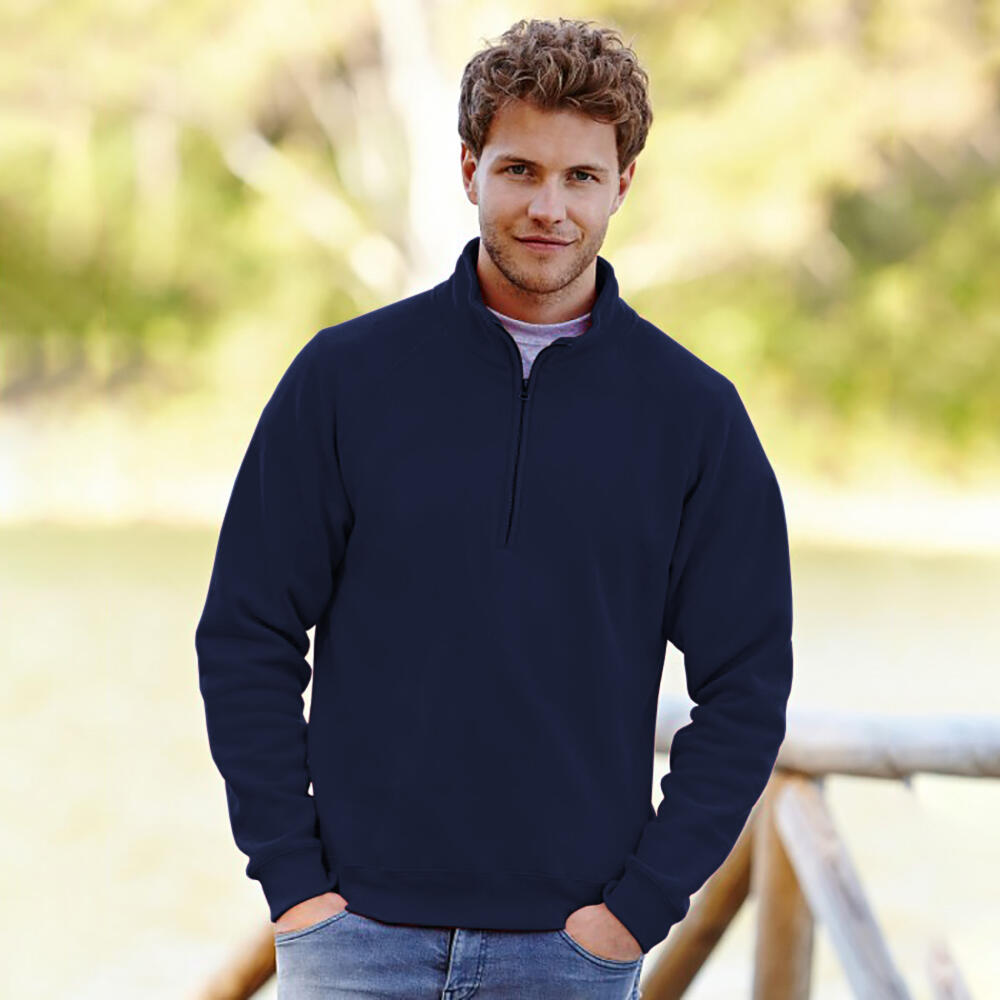Sweatshirt À Fermeture Zippée 1 Quart Homme (Bleu Marine Profond) 2/2