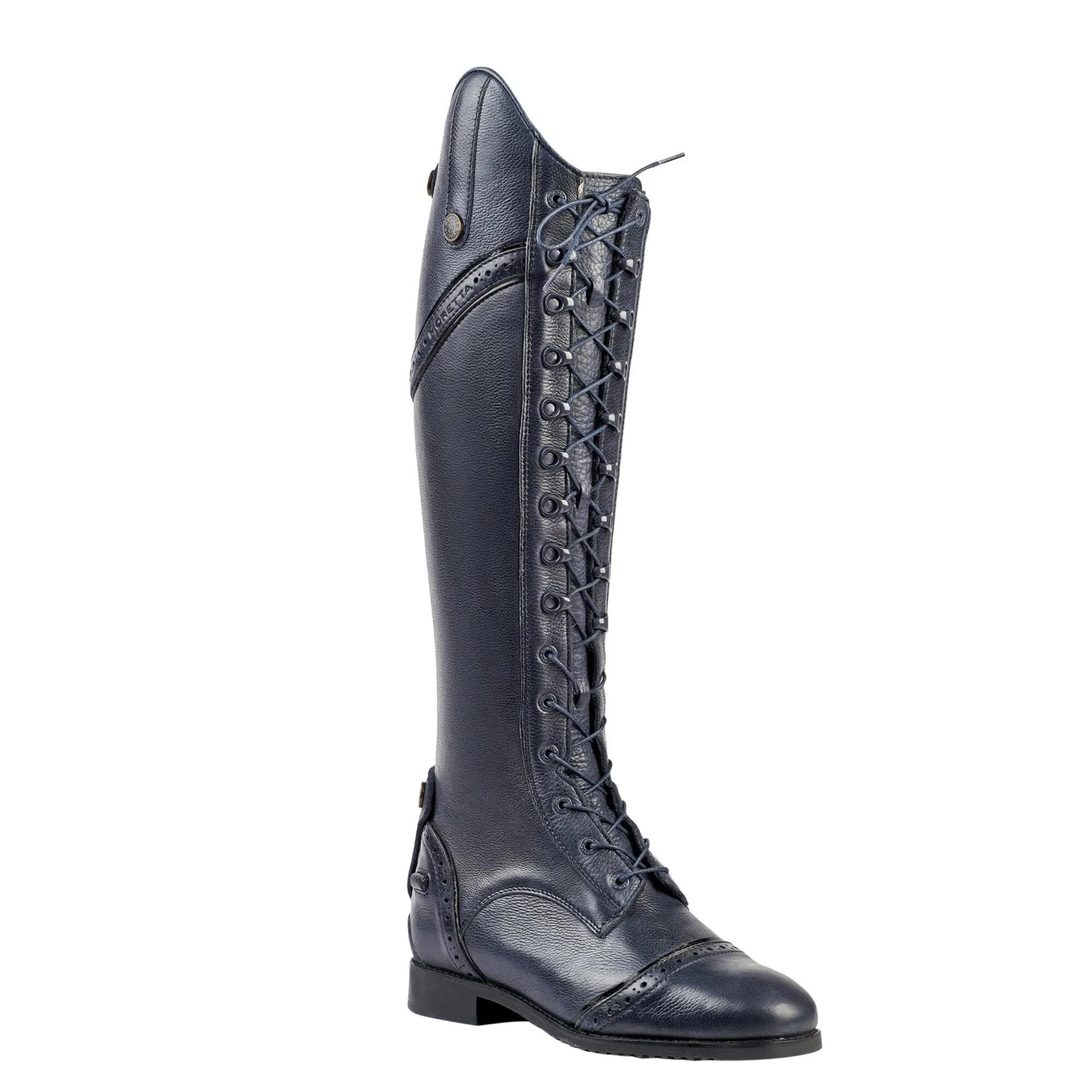 MORETTA Womens/Ladies Maddalena Leather Long Riding Boots (Navy)