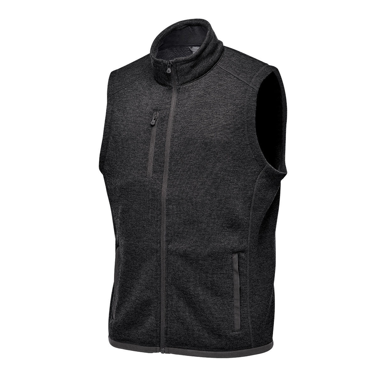 Mens Avalante Knitted Heather Full Zip Gilet (Black) 3/4