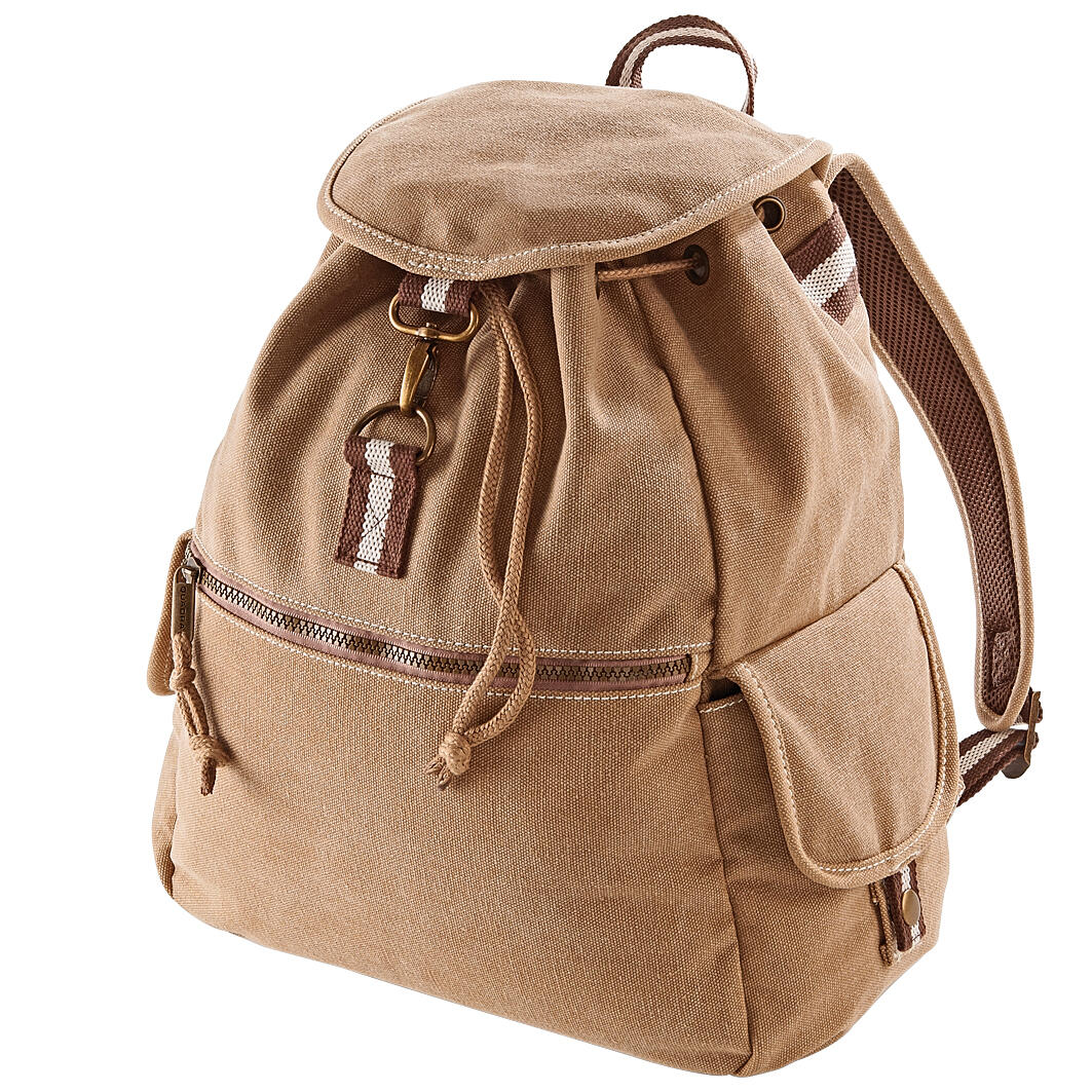 QUADRA Vintage Canvas Backpack 18 Litres (Sahara)