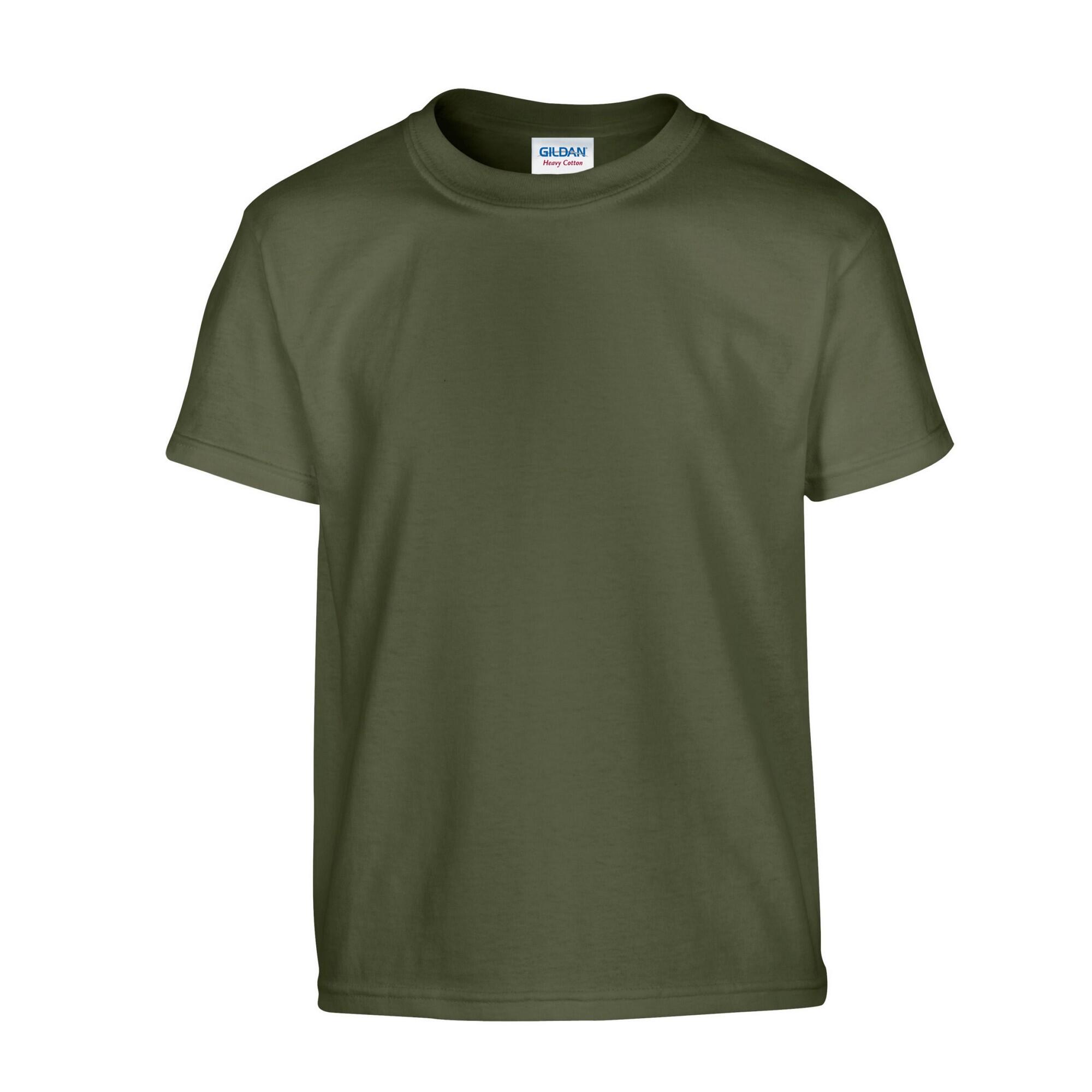 GILDAN Childrens/Kids Plain Cotton Heavy TShirt (Military Green)