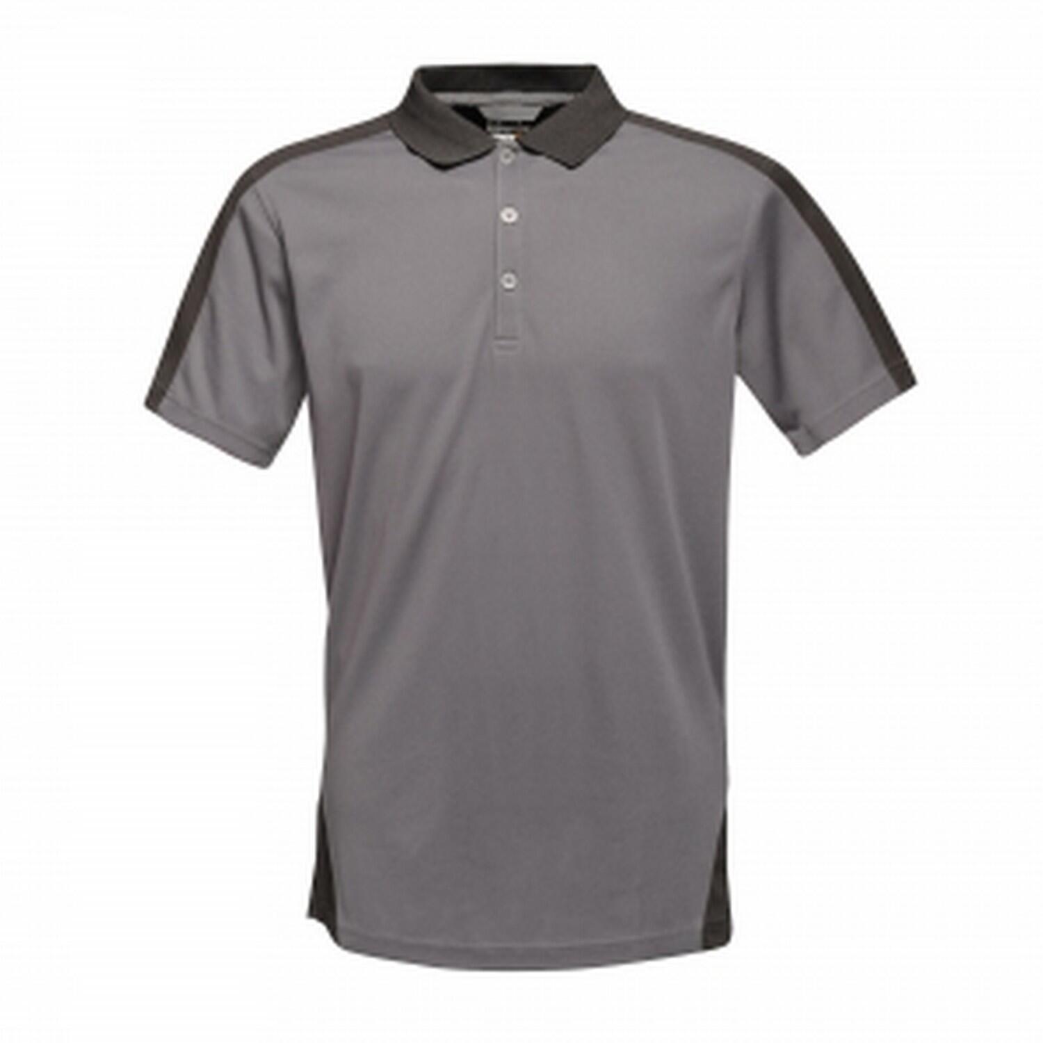 REGATTA Mens Contrast Coolweave Polo Shirt (Seal Grey/Black)