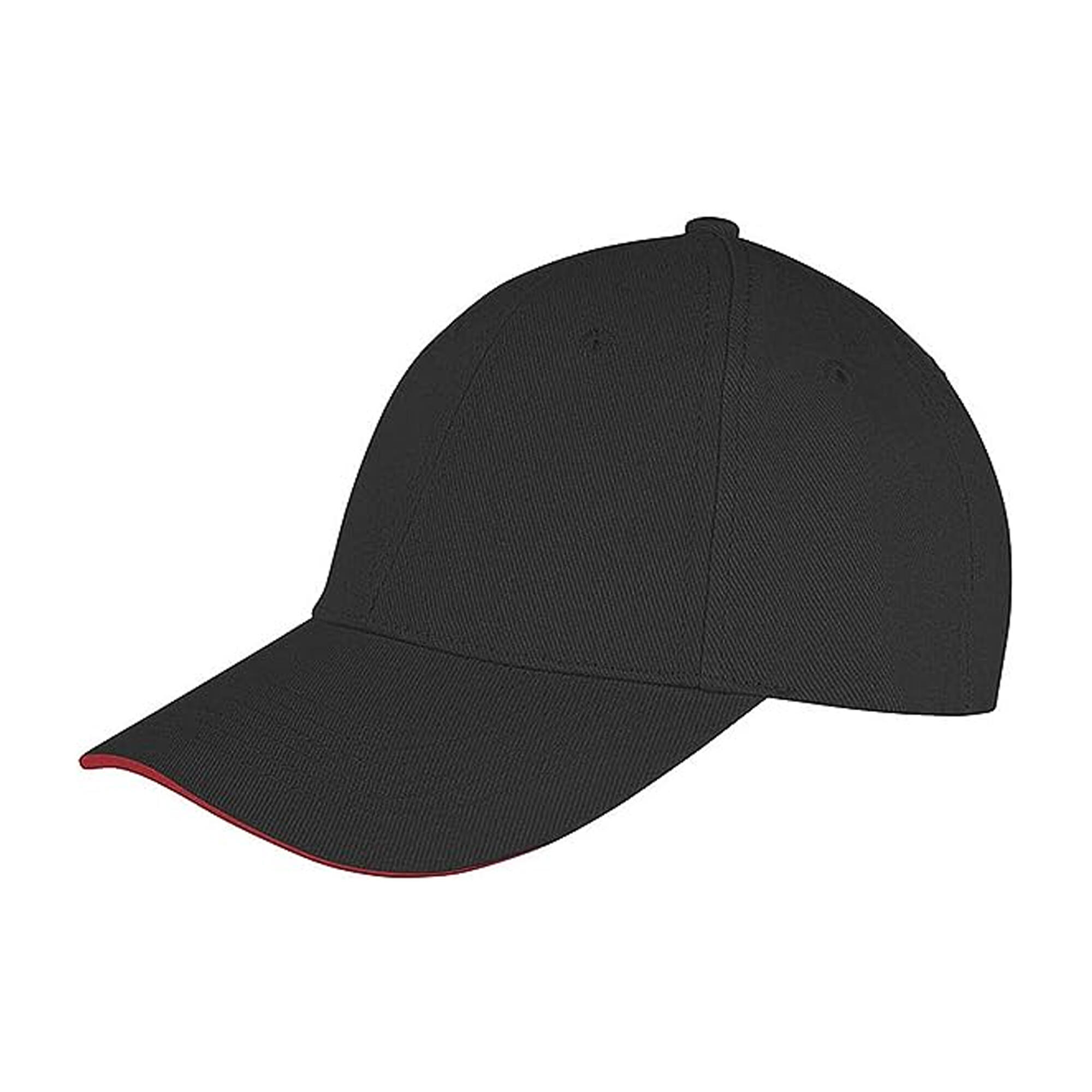 Mens Memphis Sandwich Peak Cap (Black/Red) 2/3