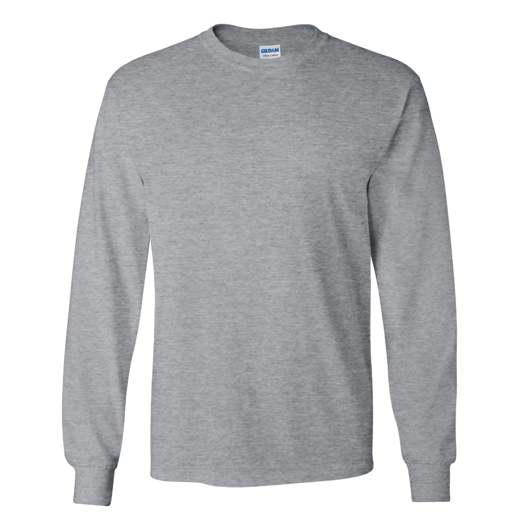 GILDAN Mens Plain Crew Neck Ultra Cotton Long Sleeve TShirt (Sport Grey)