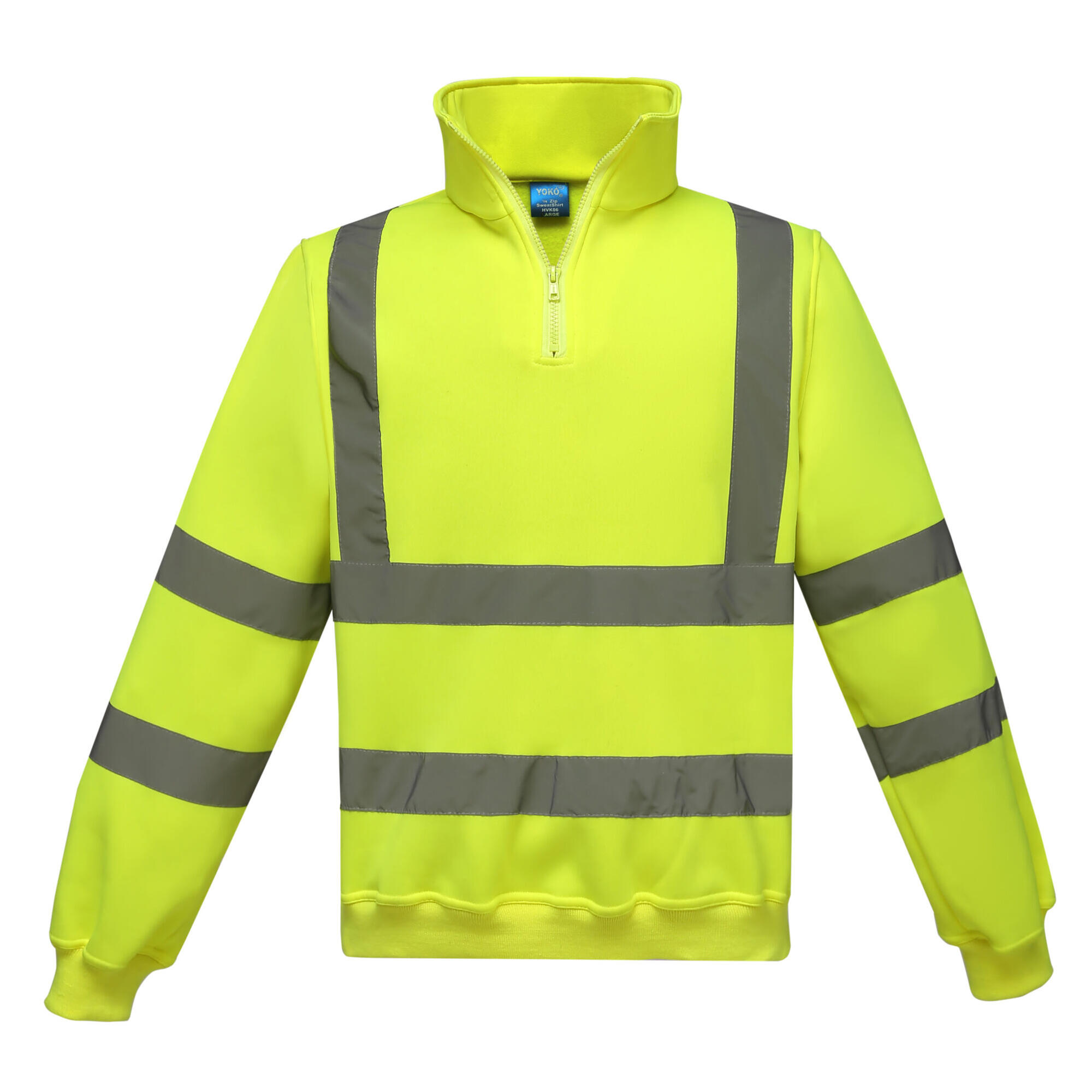 Unisex Adult HiVis Quarter Zip Sweatshirt (Yellow) 1/2