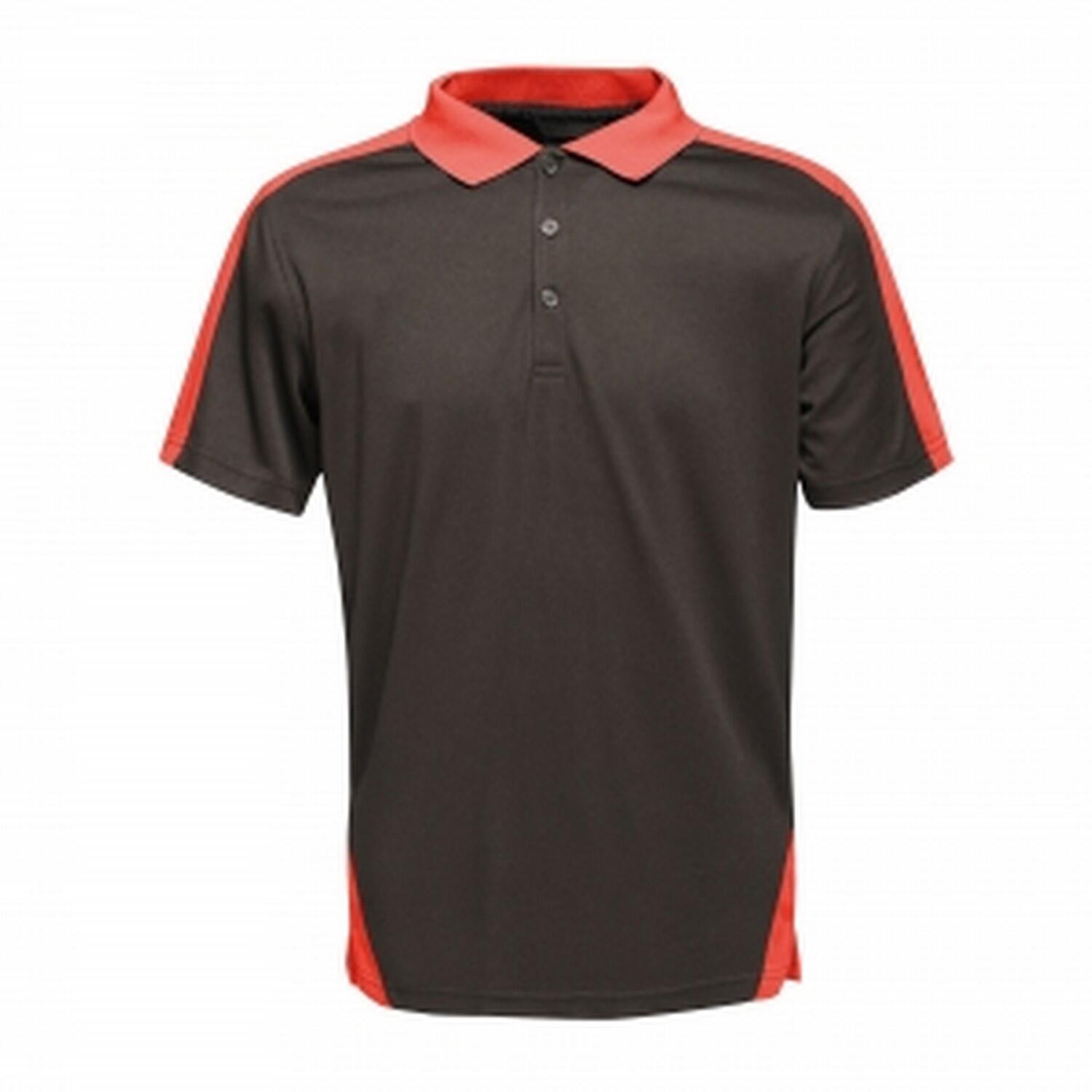 REGATTA Mens Contrast Coolweave Polo Shirt (Black/Classic Red)