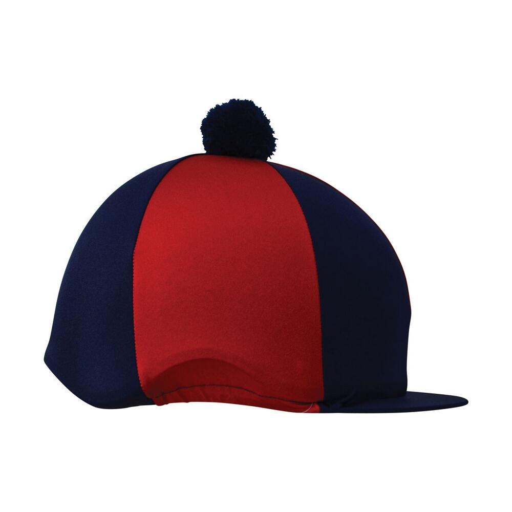 HY Two Tone Lycra Hat Silk With Bobble (Navy/Red)