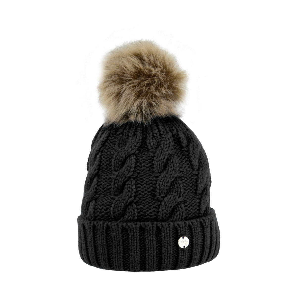 HY Unisex Adult Melrose Cable Knit Bobble Beanie (Black)