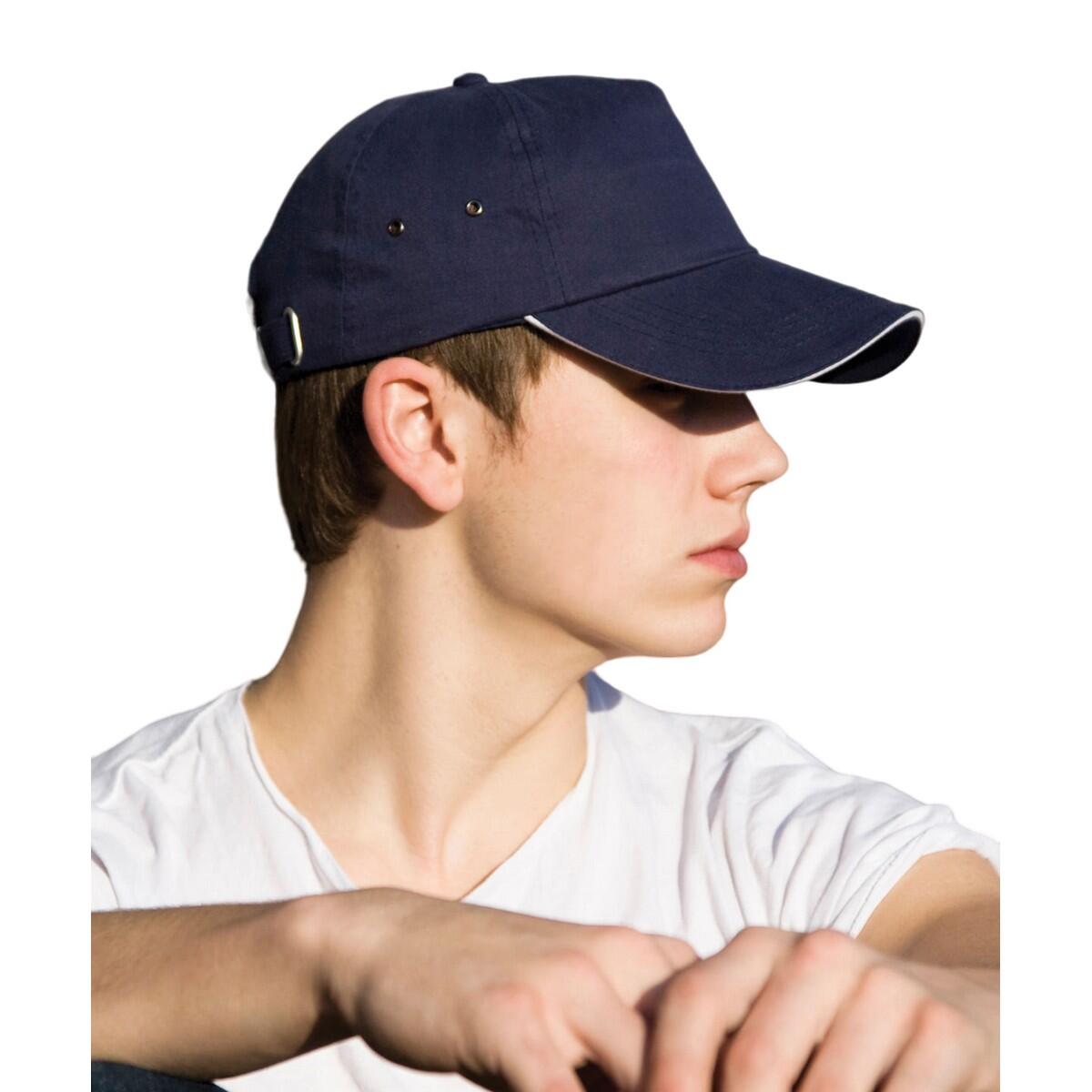 Unisex Adult Printers Plush Cotton 5 Panel Cap (Navy/White) 2/2