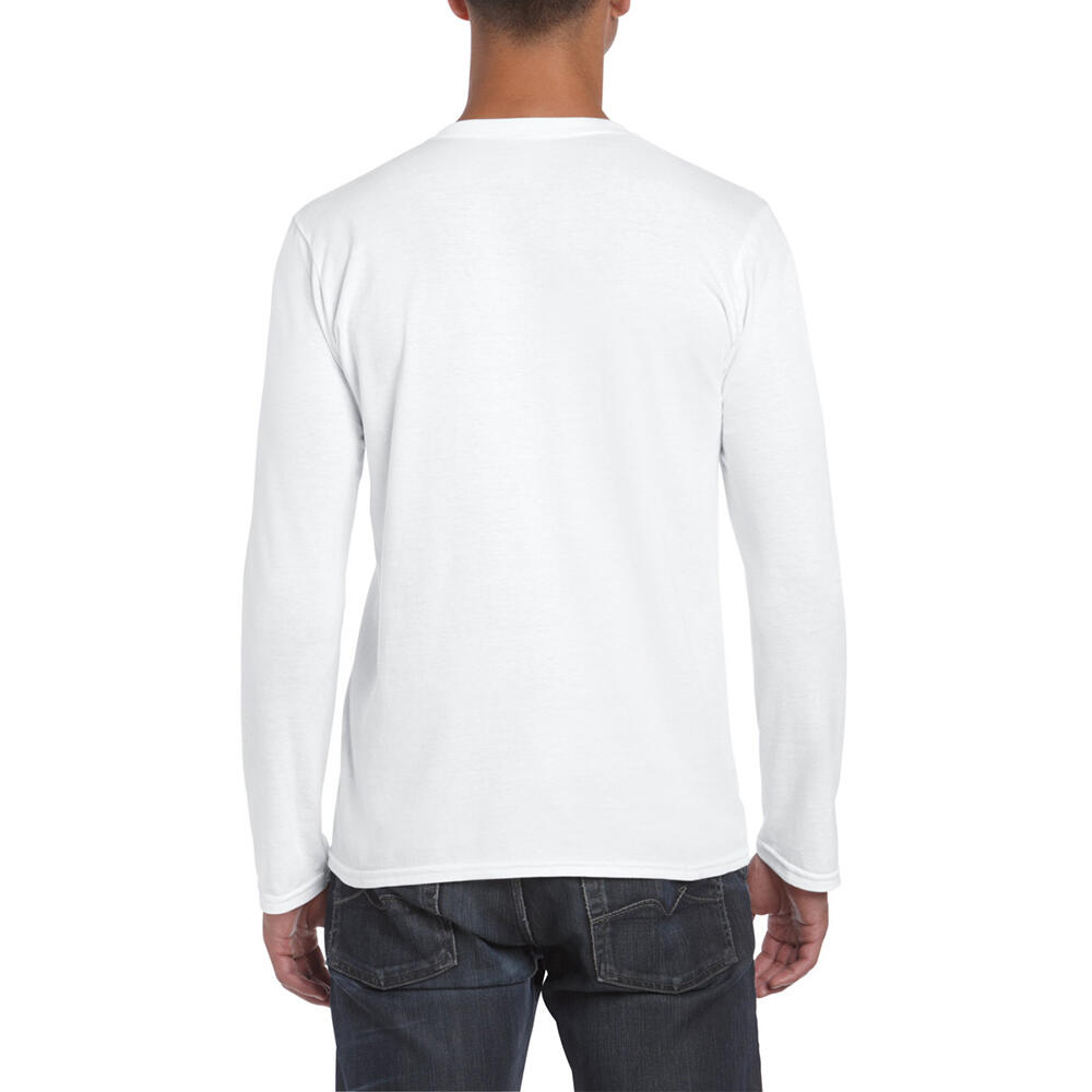 Mens Soft Style Long Sleeve TShirt (White) 4/5