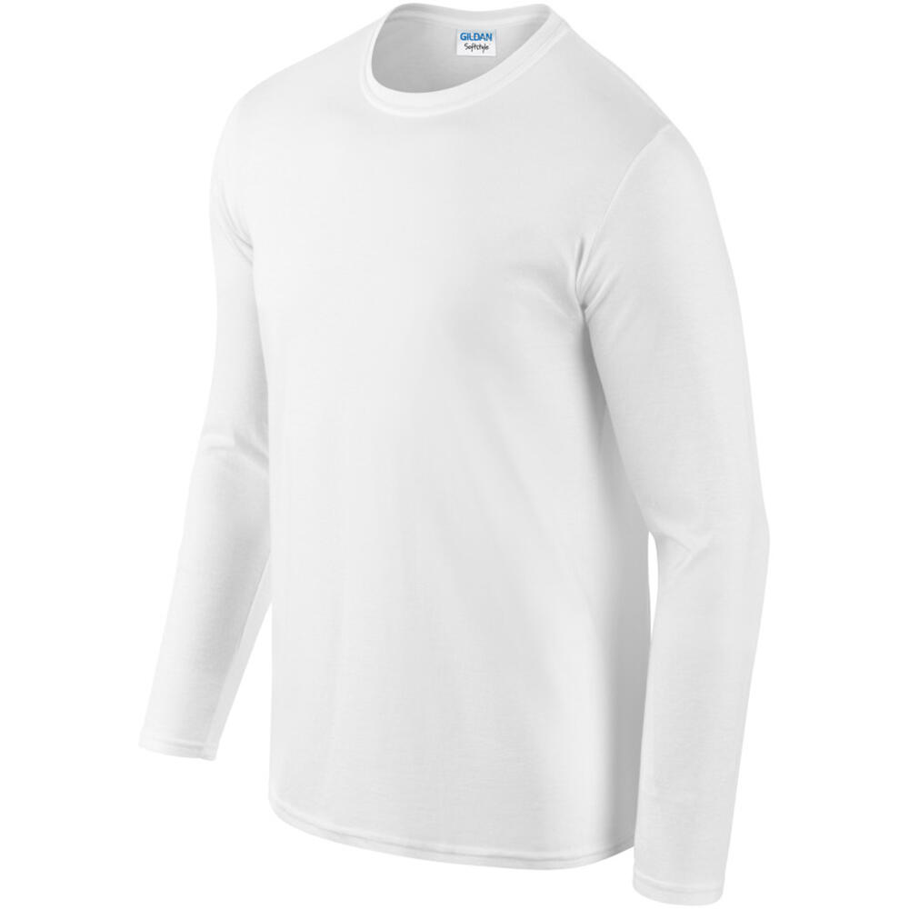 Mens Soft Style Long Sleeve TShirt (White) 5/5