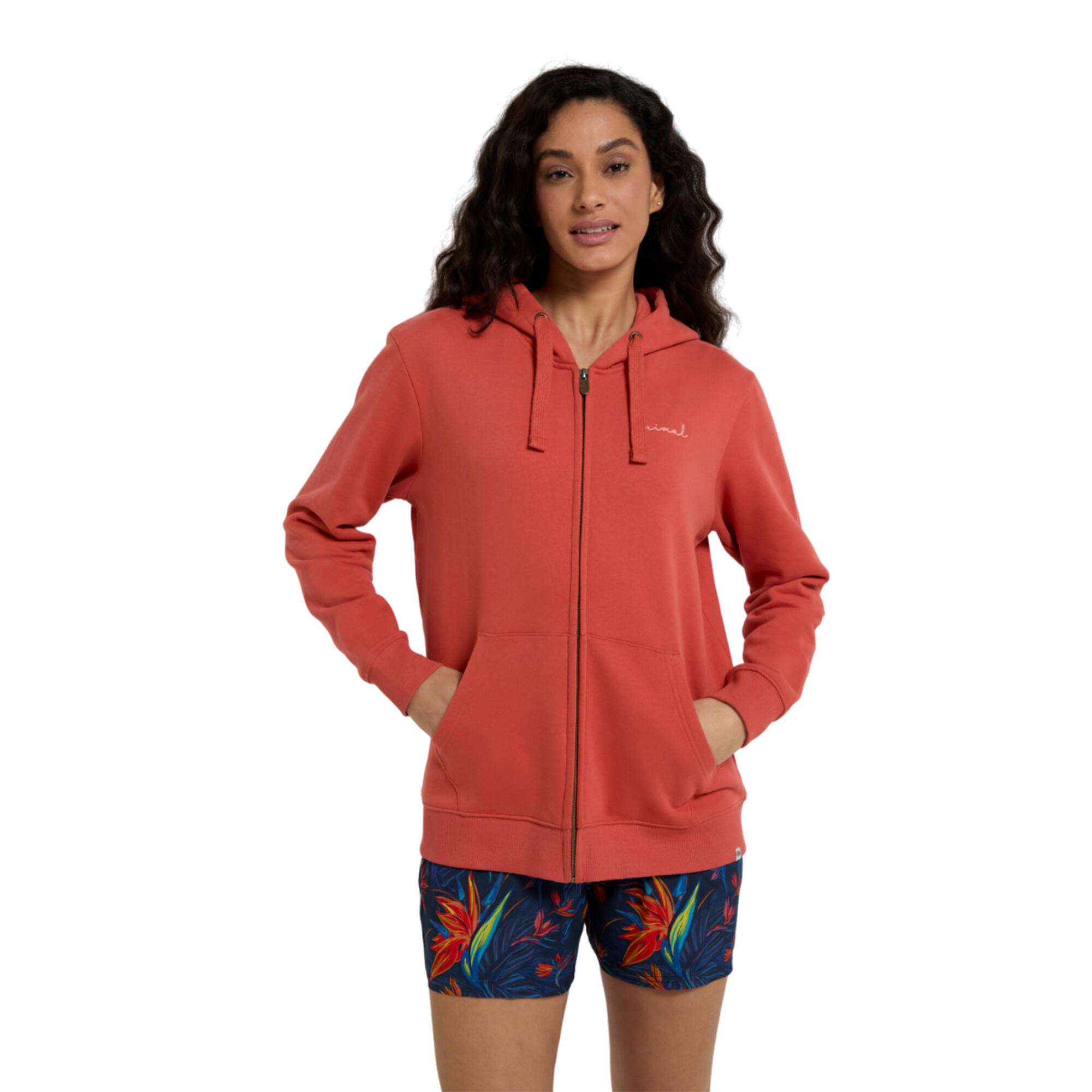 Womens/Ladies Maya Back Print Full Zip Hoodie (Burnt Orange) 3/4