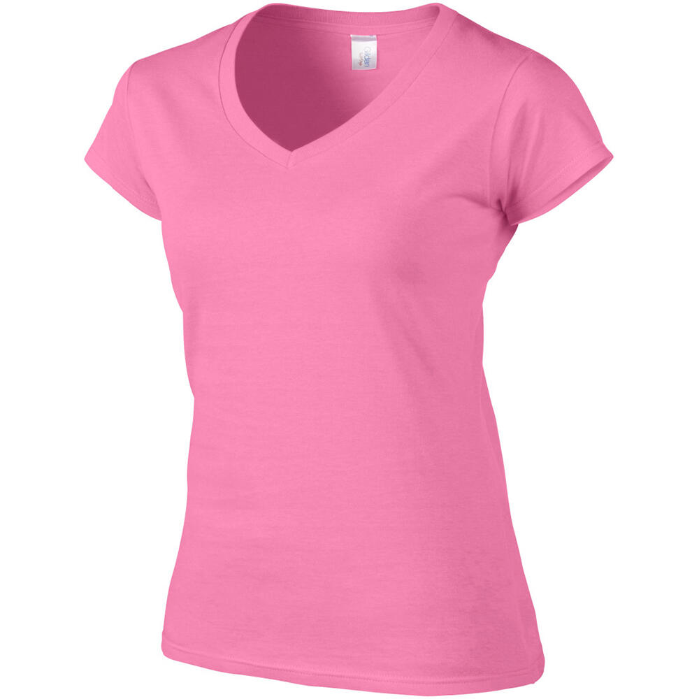 Kurzarm TShirt mit VAusschnitt Damen Rosa 4/5