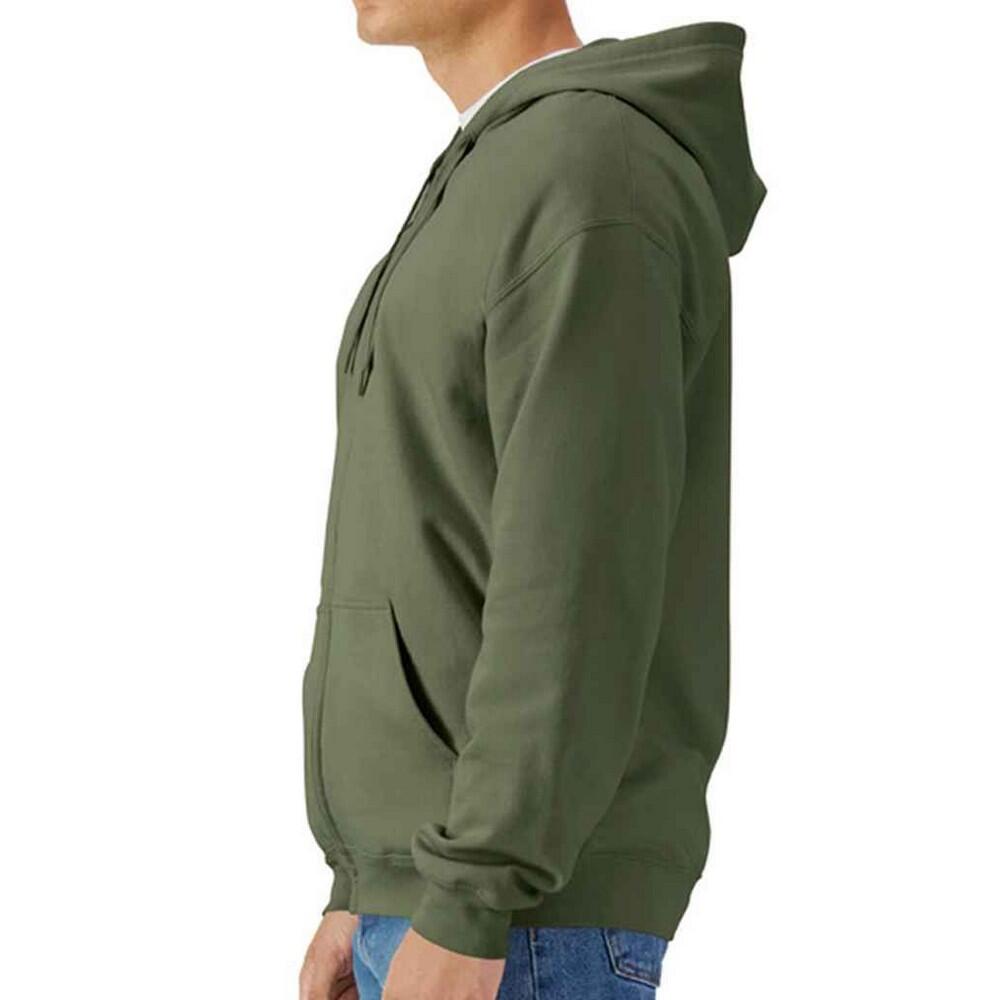 Felpa Con Cappuccio E Zip Intera Uomo Gildan Softstyle Verde Militare 3/3