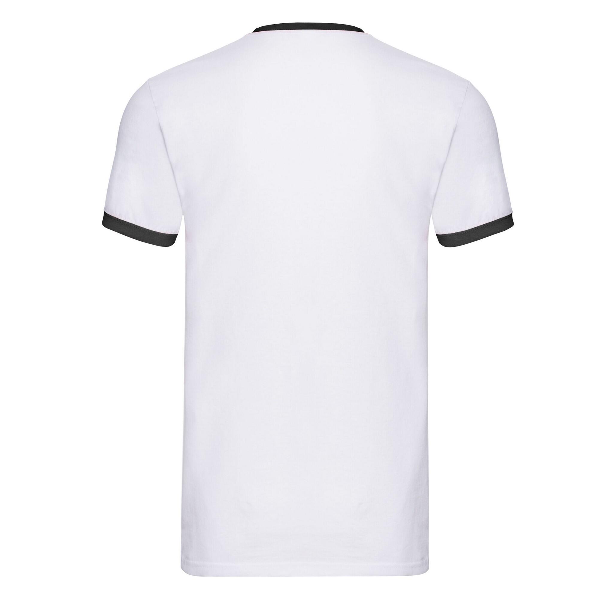 Maglietta Uomo Fruit Of The Loom Ringer 160 Bianco Nero 2/2