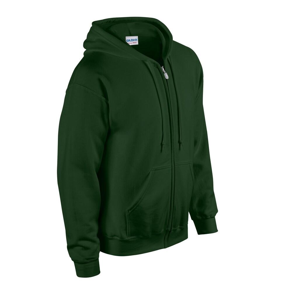 Felpa Con Cappuccio E Zip Intera Uomo Gildan Verde Foresta 3/3