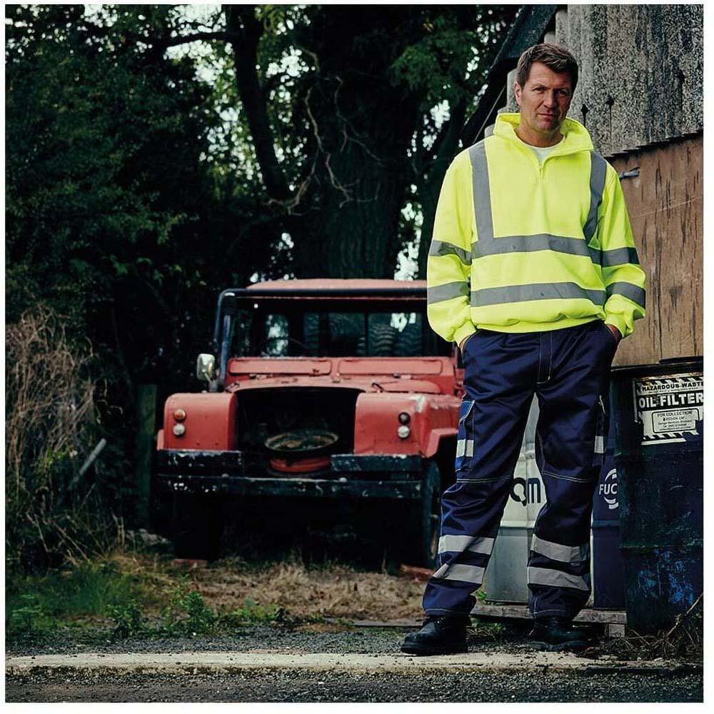 Mens Hi Vis 1/4 Zip Sweatshirt (Yellow) 2/2