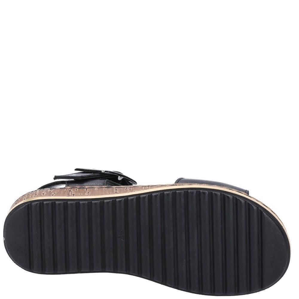 Sandalen mit Keilabsatz "Ellie", Leder Damen Schwarz 3/4