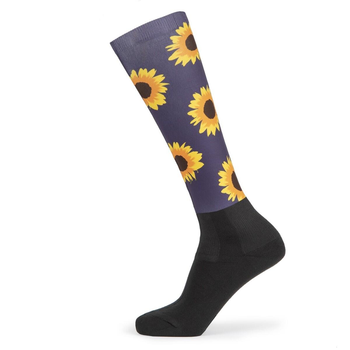 Childrens/Kids Hyde Park Sunflower Knee High Socks (Navy/Yellow) 1/1