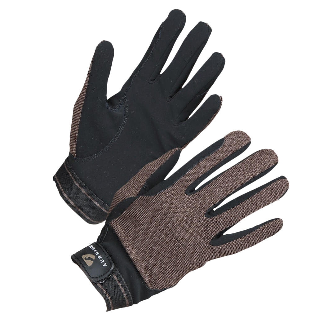 AUBRION Childrens/Kids Mesh Riding Gloves (Brown)