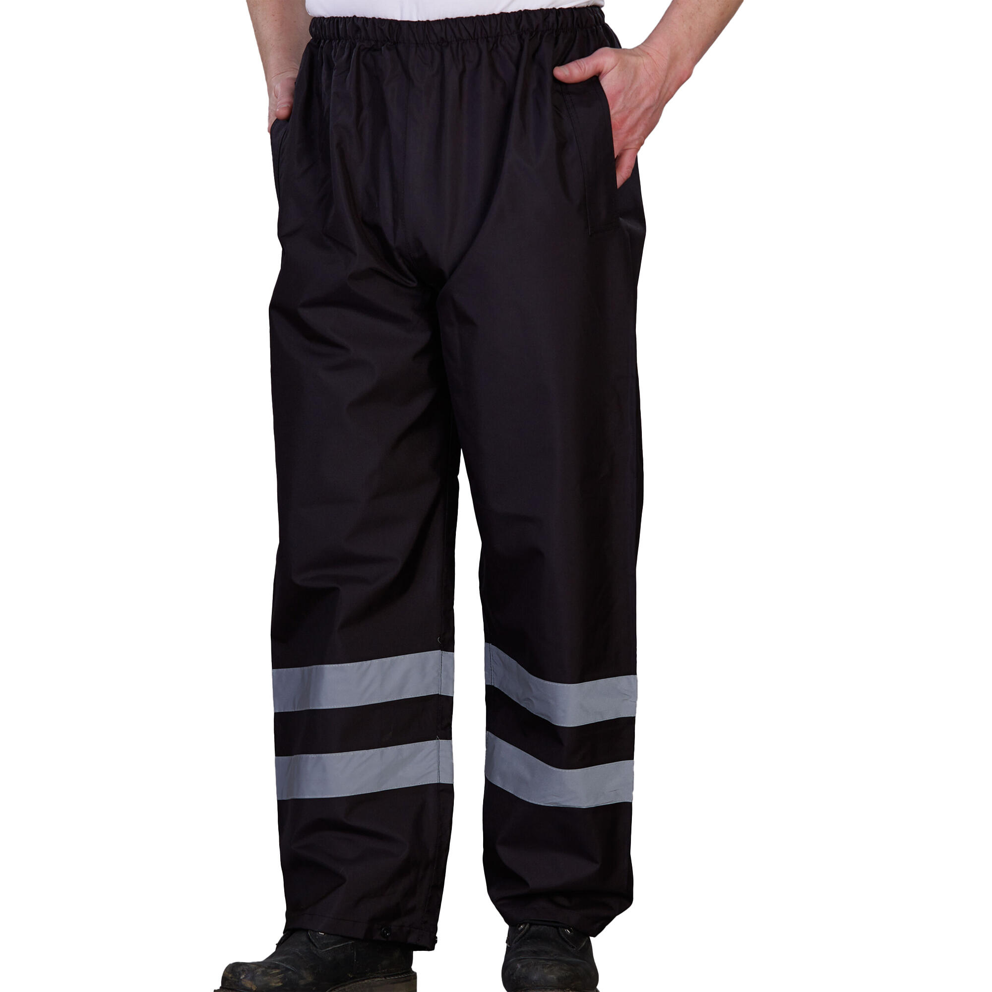 Unisex Adult Waterproof HiVis Over Trousers (Black) 2/2