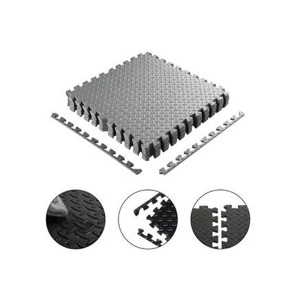 Tapis puzzle Fitness - Tapis de sol - 4 pièces - 120 x 120 cm - Gris