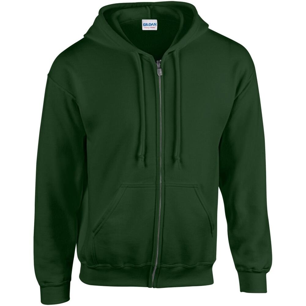 GILDAN Heavy Blend Unisex Adult Full Zip Hooded Sweatshirt Top (Forest Green)