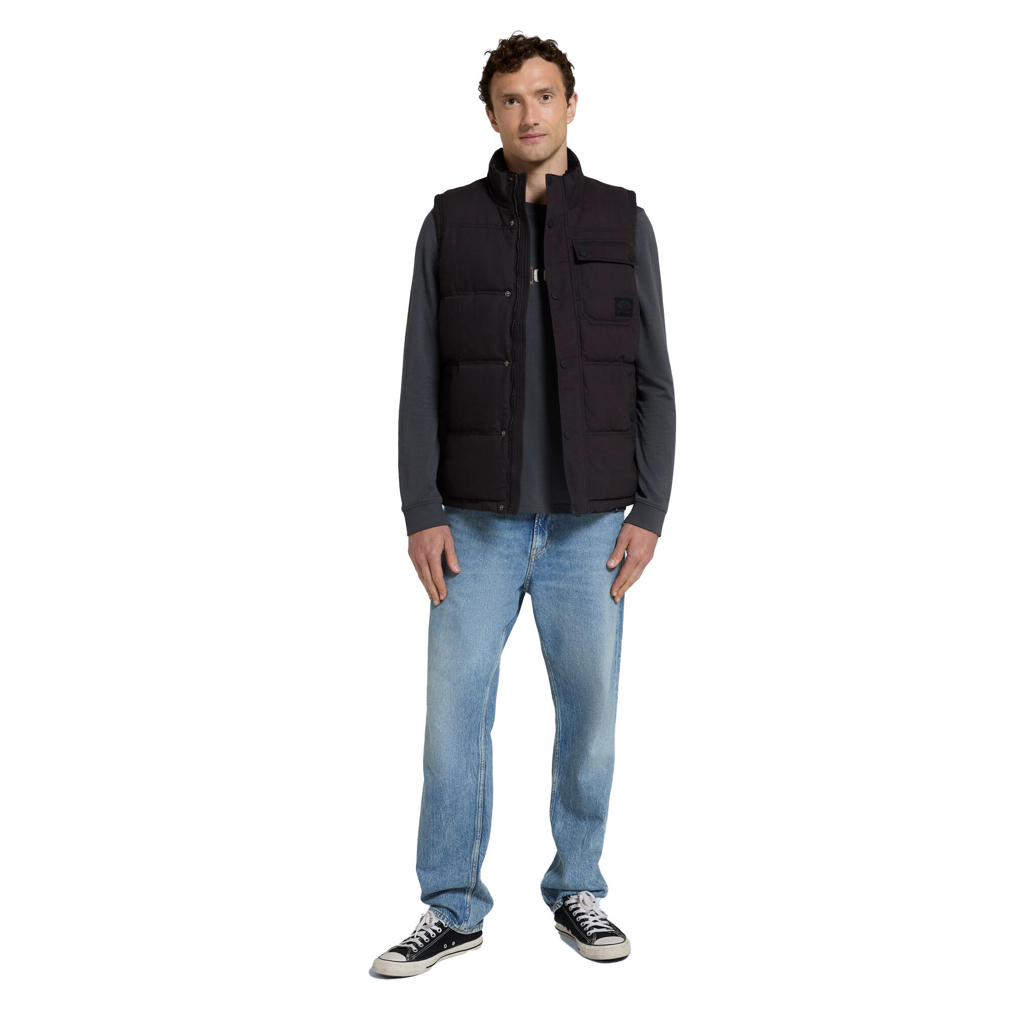 Mens Fistral Quilted Borg Lined Gilet (Black) 3/3