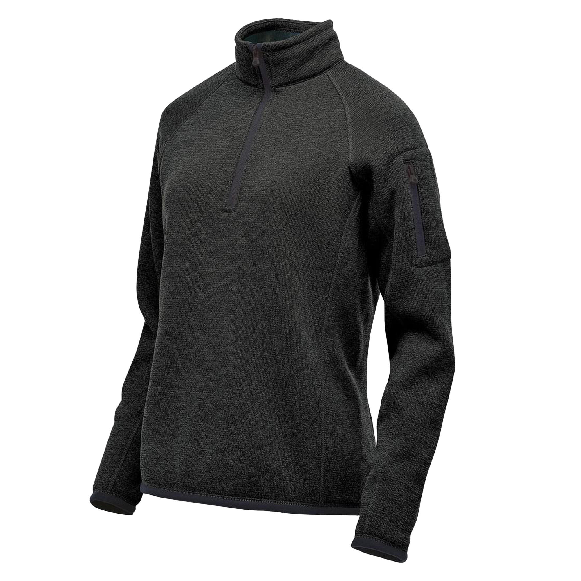 Womens/Ladies Avalante Heather Quarter Zip Fleece Top (Black) 3/4