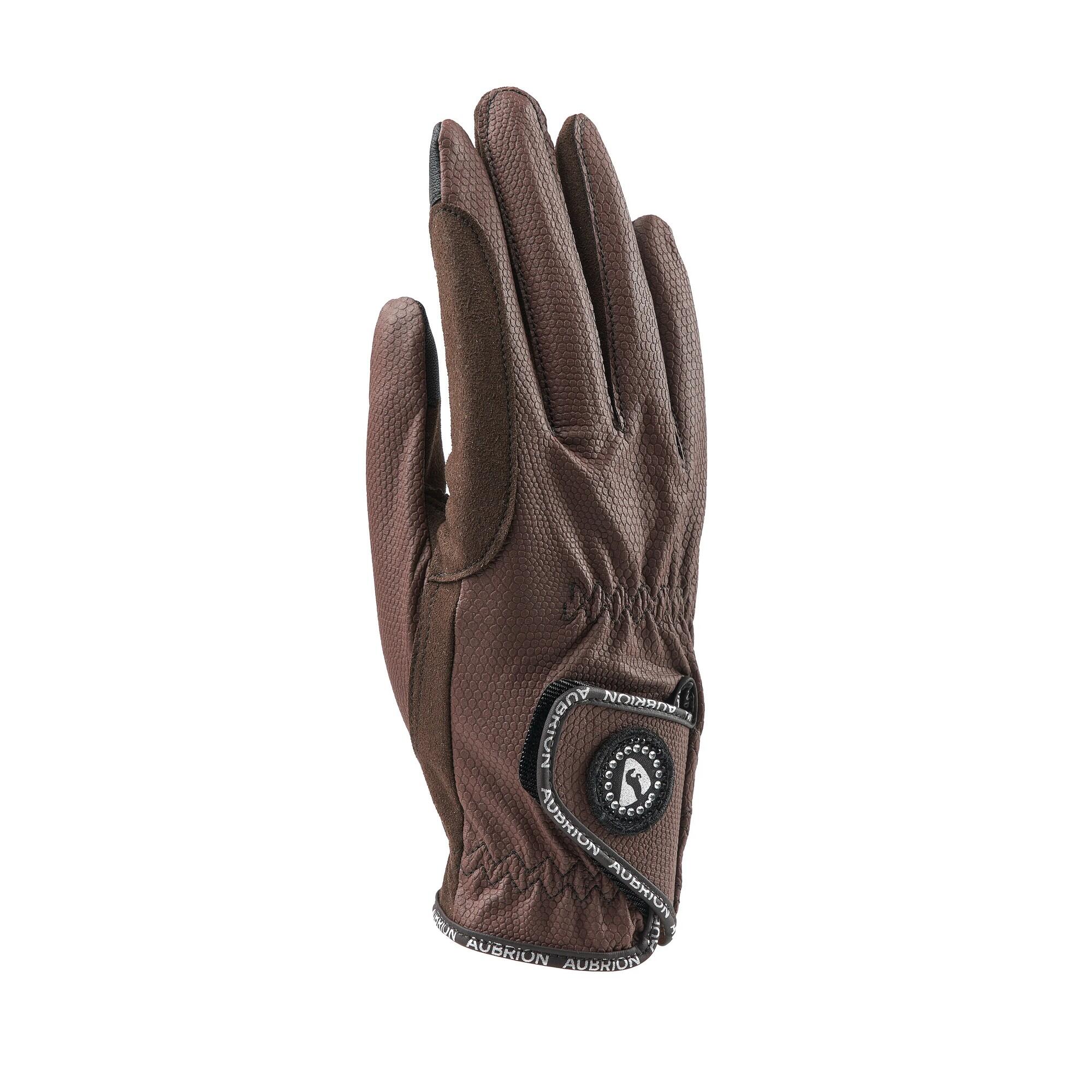 AUBRION Childrens/Kids Aachen Riding Gloves (Brown)