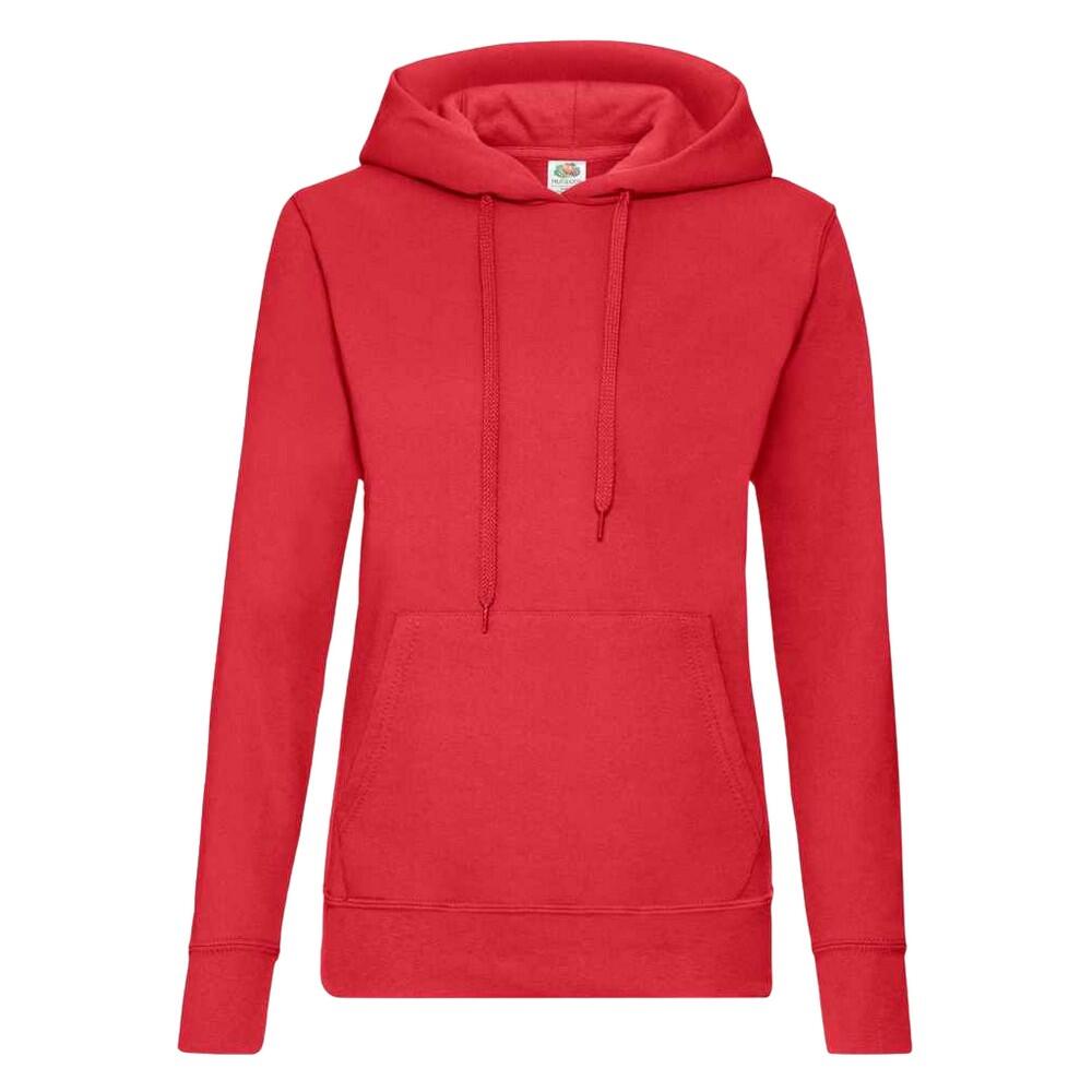 FRUIT OF THE LOOM Classic Lady Fit Hooded Sweatshirt (Red)