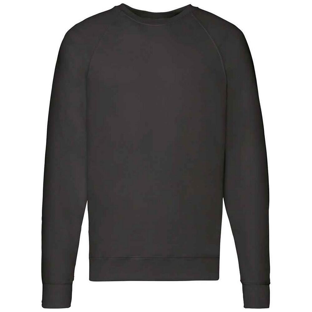 FRUIT OF THE LOOM Unisex Adult Lightweight Raglan Sweatshirt (Black)