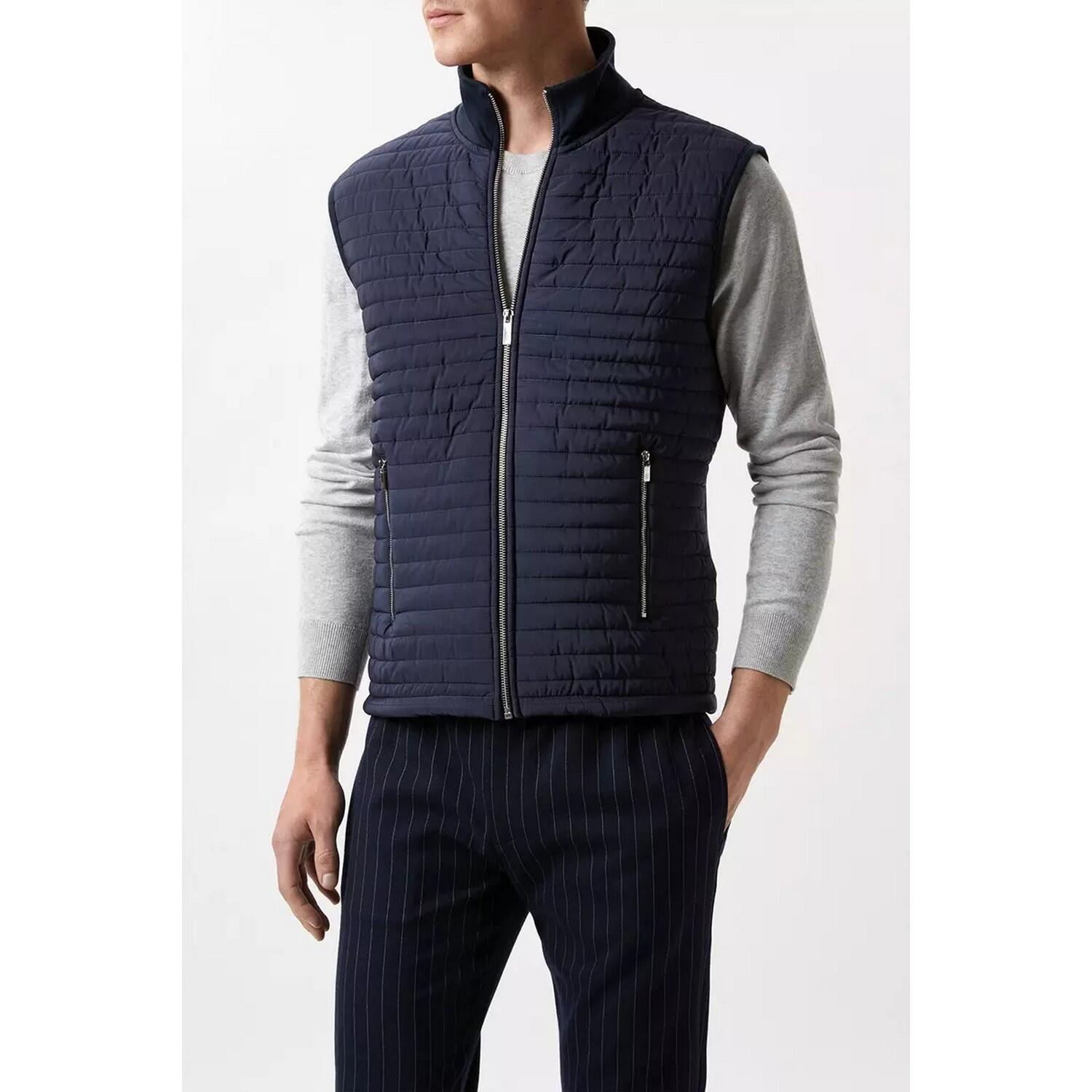 Weste Weiter Stehkragen für Herren Marineblau 4/4