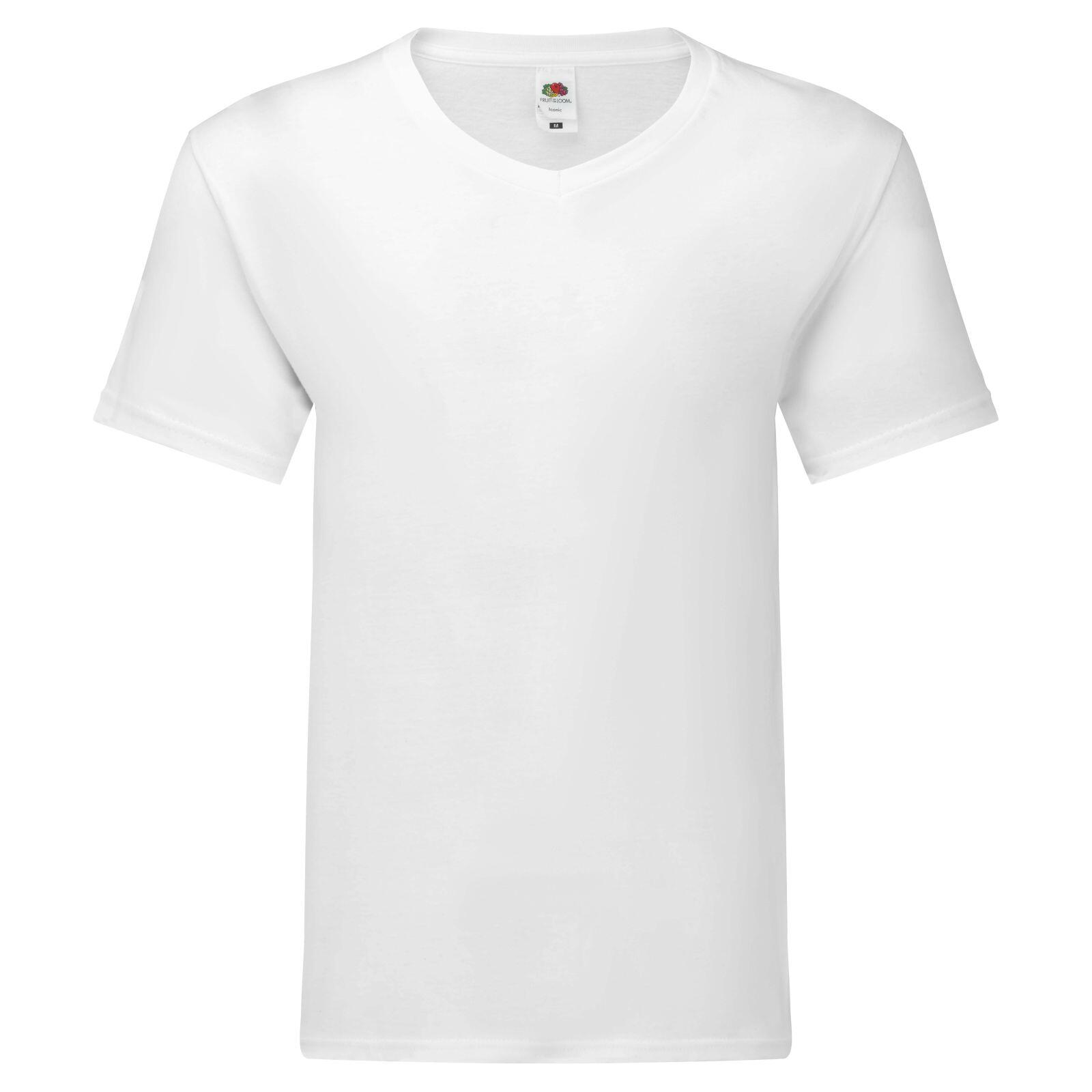 FRUIT OF THE LOOM Mens Original V Neck TShirt (White)
