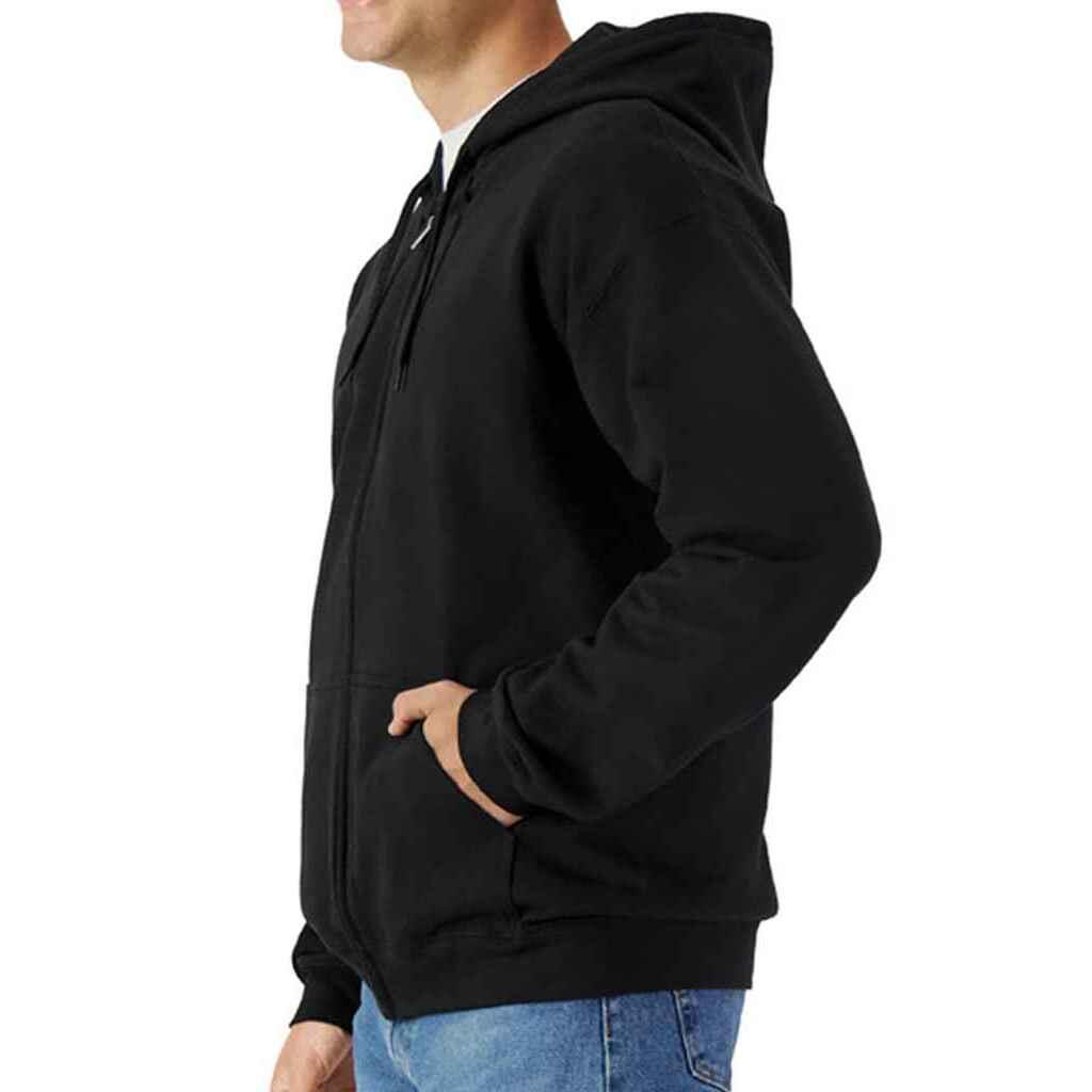 Felpa Con Cappuccio E Zip Intera Uomo Gildan Softstyle Nero 3/3