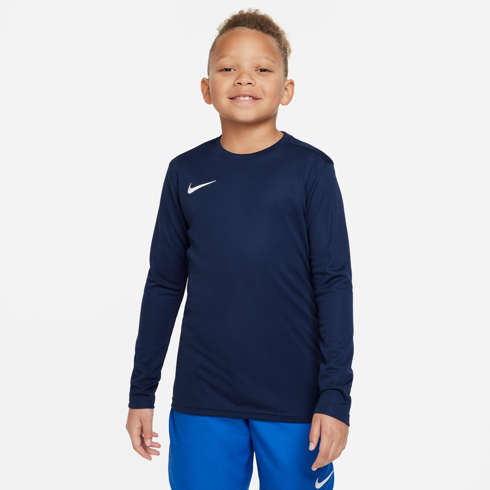 Maglie maniche lunghe da calcio junior nike blu 1/4
