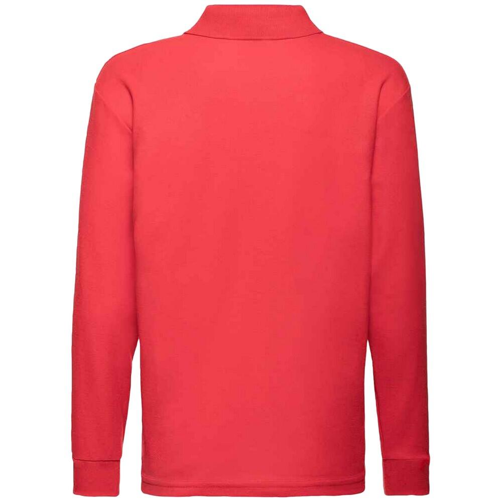 Langarm Pique Polo Shirt Kinder Rot 2/3