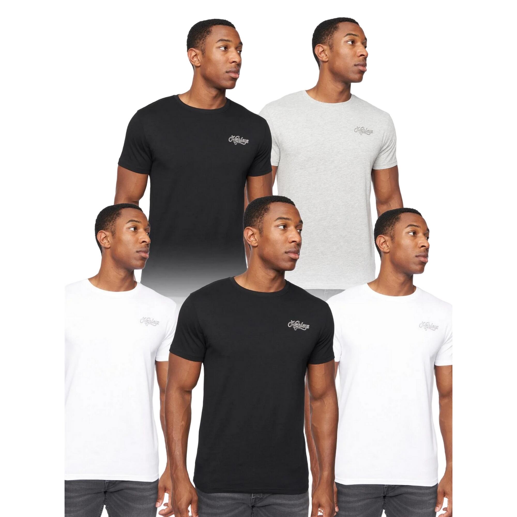 Mens Script TShirt (Pack of 5) (White/Grey/Black) 1/4