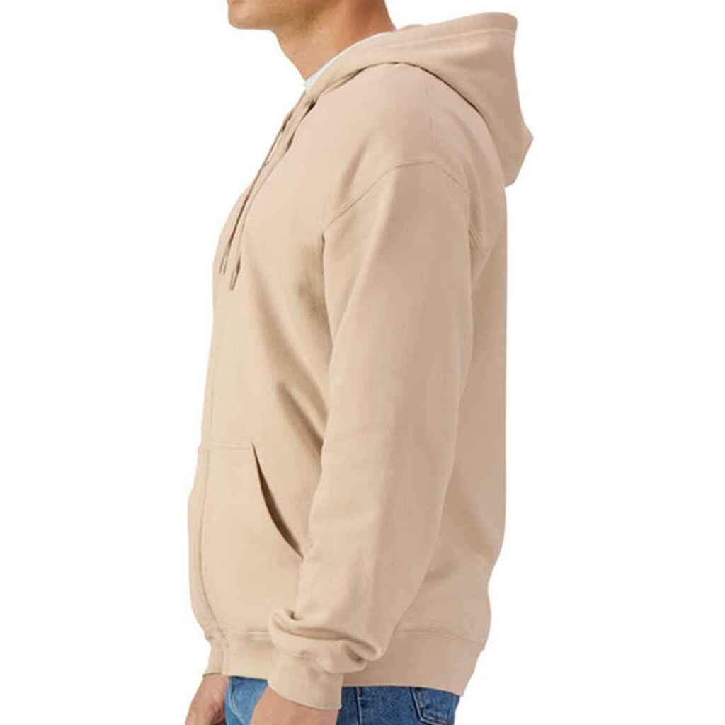 Felpa Con Cappuccio E Zip Intera Uomo Gildan Softstyle Sabbia 3/3