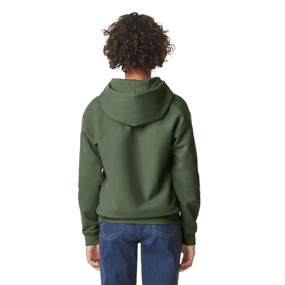 Felpa Con Cappuccio Semplice Bambini Gildan Softstyle Verde Militare 2/2