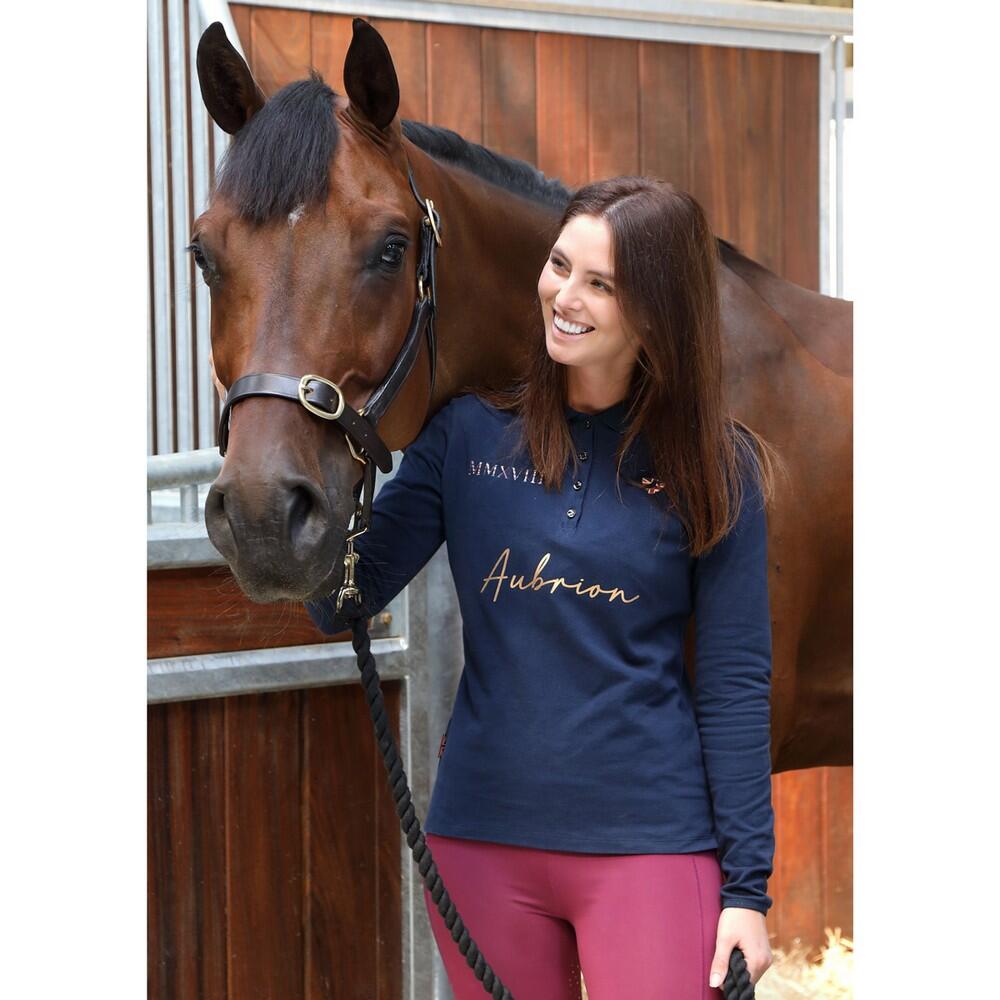 Womens/Ladies Team LongSleeved Polo Shirt (Navy Blue) 3/4