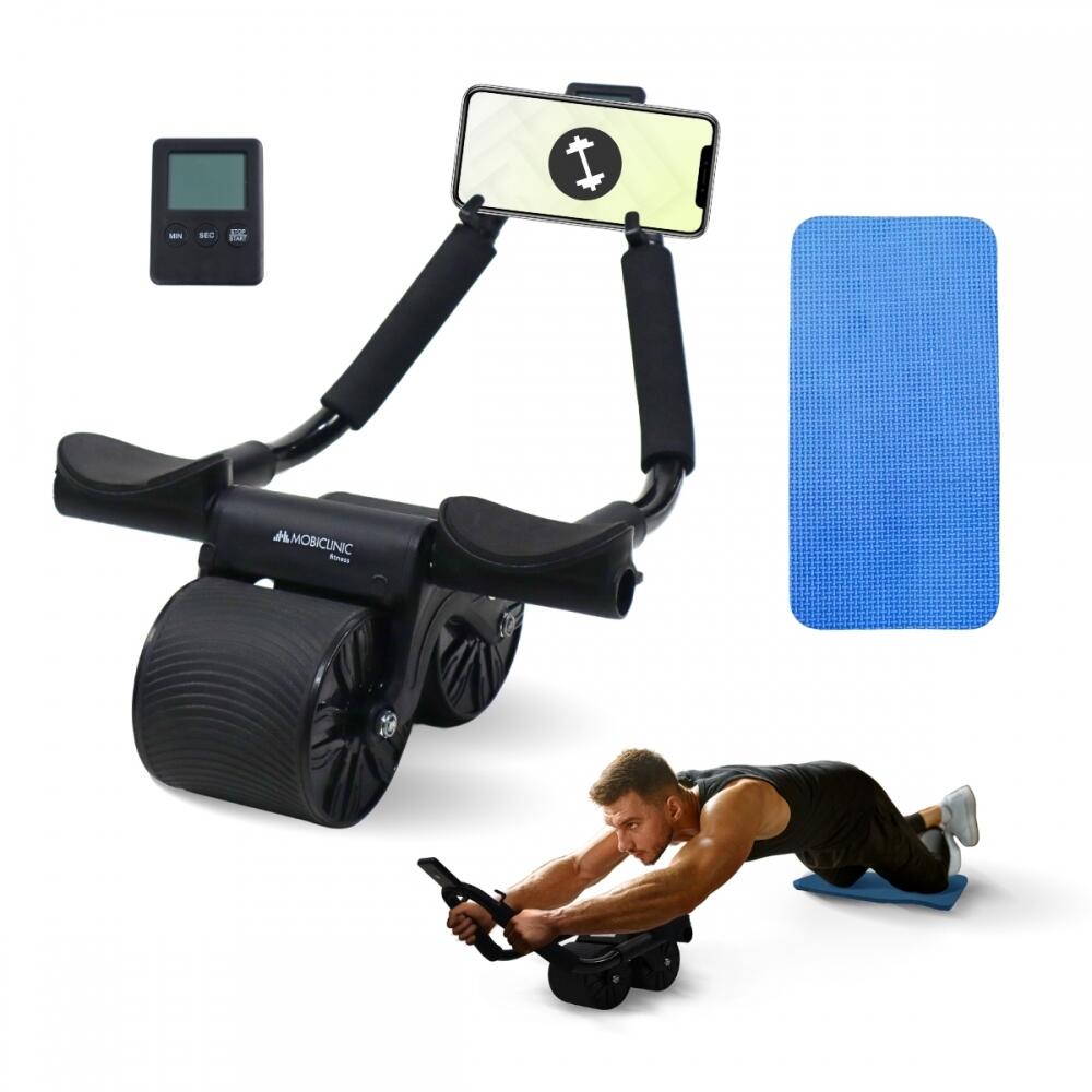 Tapete de treino com rolo abdominal Apoio para o cotovelo Retorno automático