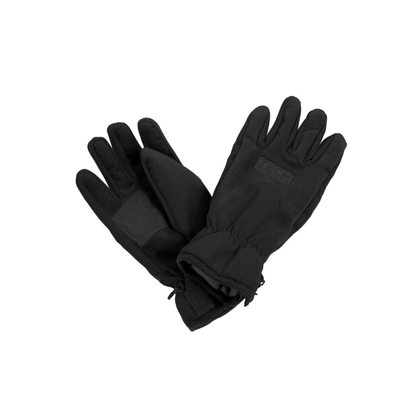 TECH Performance Sport Softshell Windproof Water Repellent Gloves (Black) 2/4