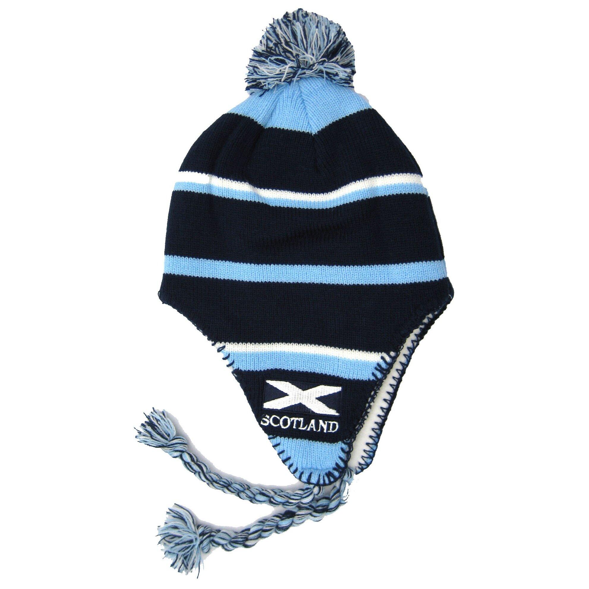 Kids/Childrens Boys Stripe Peruvian Hat with Tassels (Navy/Blue/White) 1/1