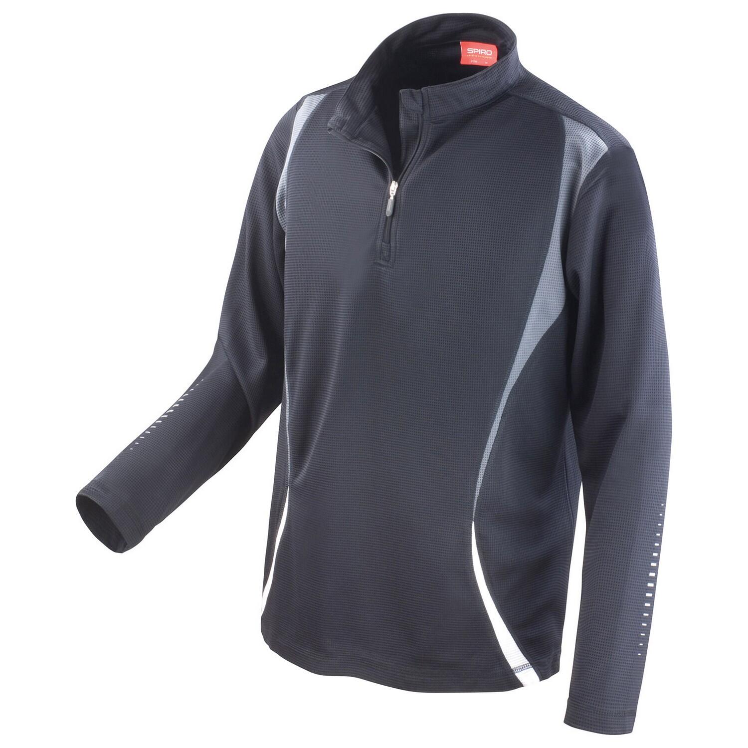 SPIRO Unisex Adult Trial Zip Neck Training Top (Black/Grey/White)