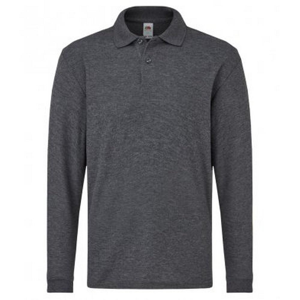 FRUIT OF THE LOOM Childrens/Kids Long Sleeve Pique Polo Shirt (Dark Heather)