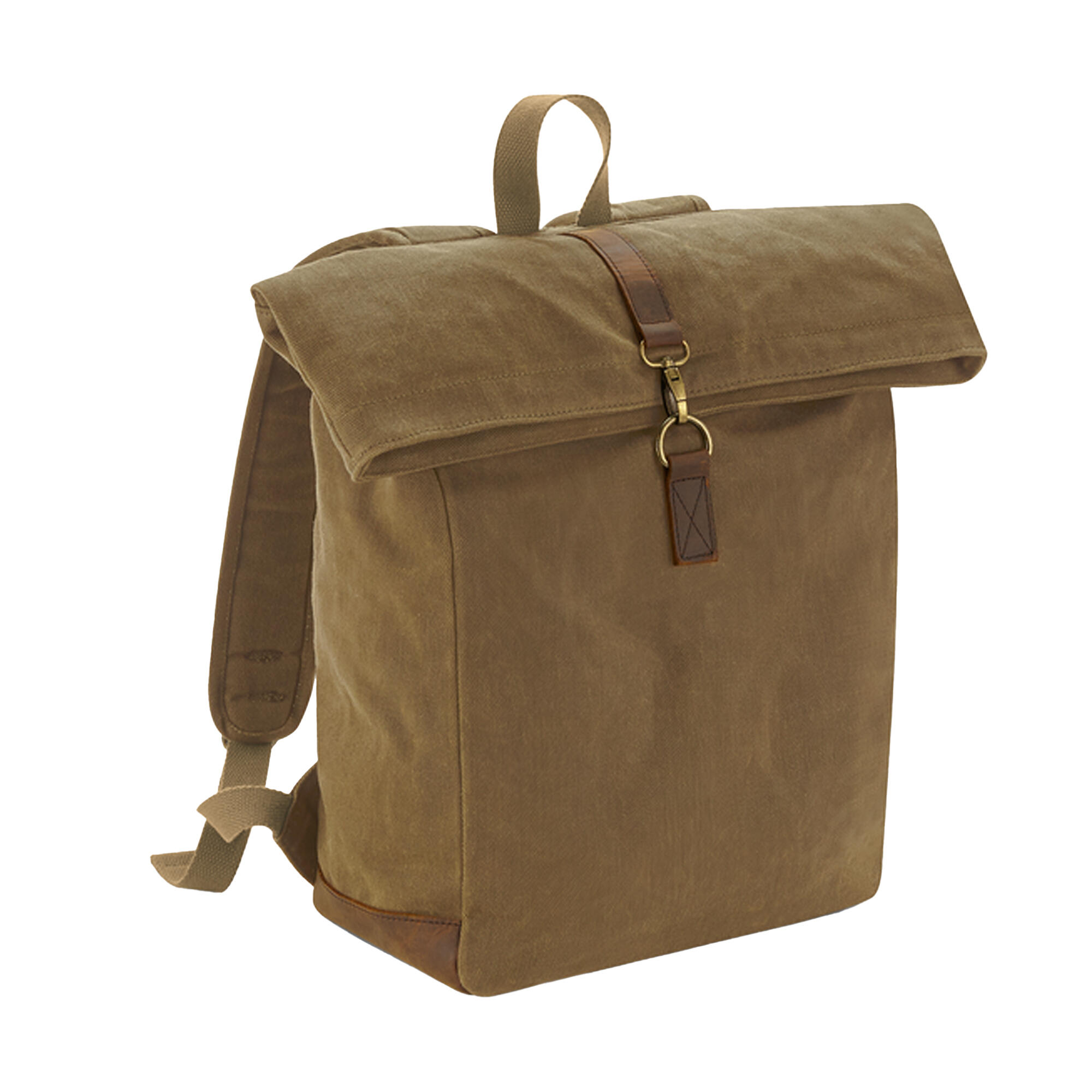 QUADRA Heritage Waxed Canvas Leather Accent Backpack (Desert Sand)