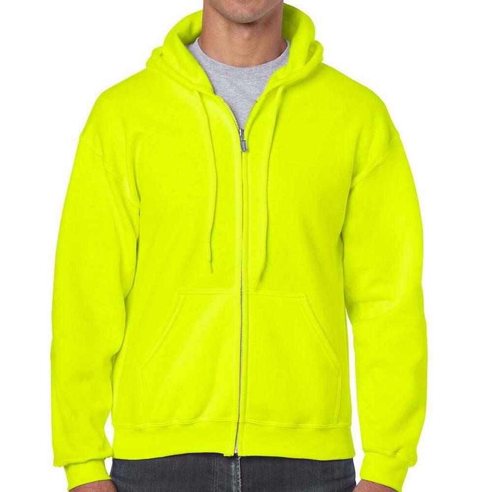 Felpa Con Cappuccio E Zip Intera Uomo Gildan Verde Sicurezza 3/3