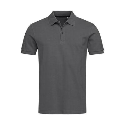 Heren henry poloshirt (leisteengrijs)